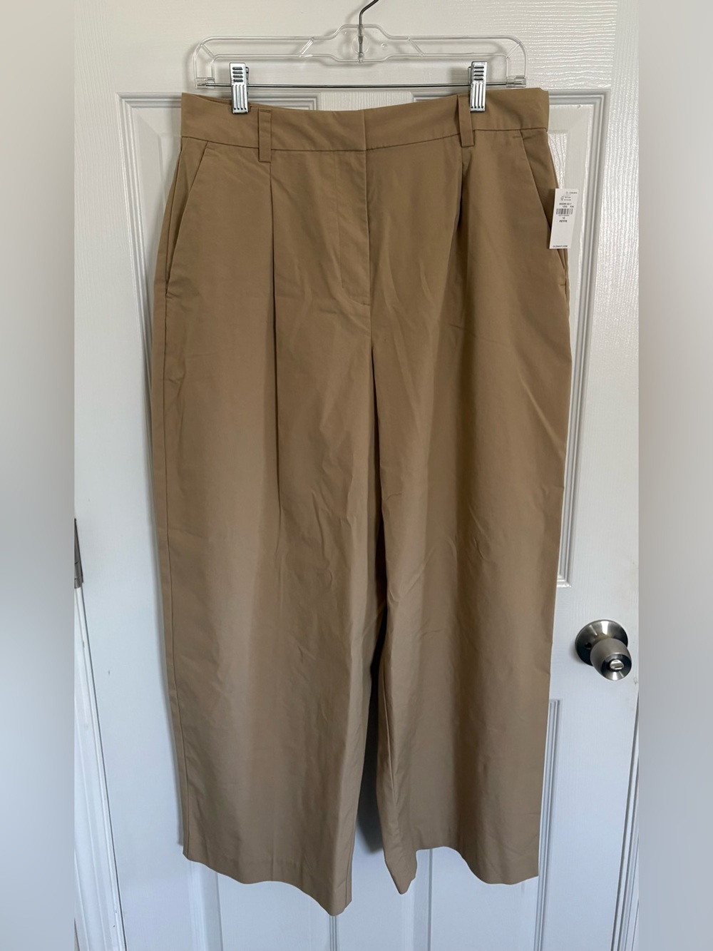 Old Navy Extra High-Rise Wide Leg Pants Adjustable Waist-Khaki Tan Petite 12 NWT